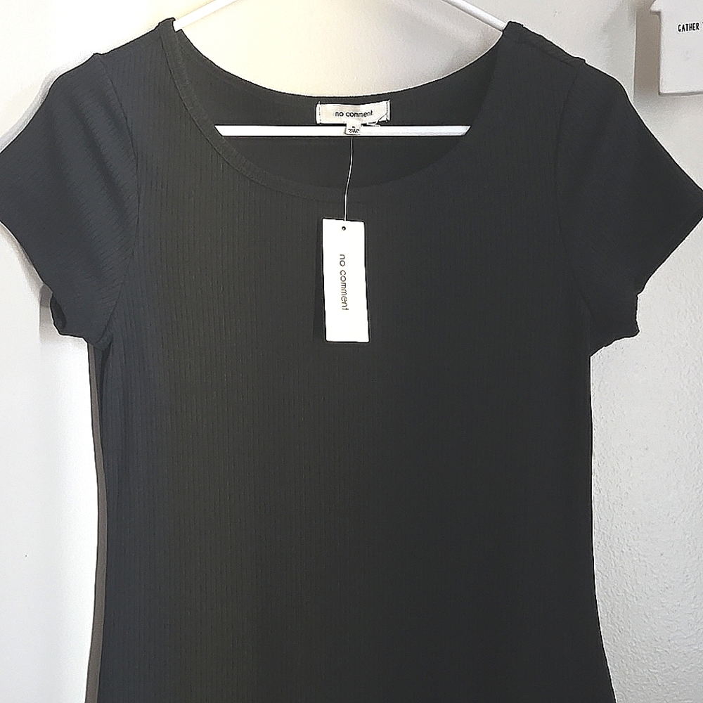 No Comment Short Sleeve Ribbed Mini Dress - Picture 2 of 9